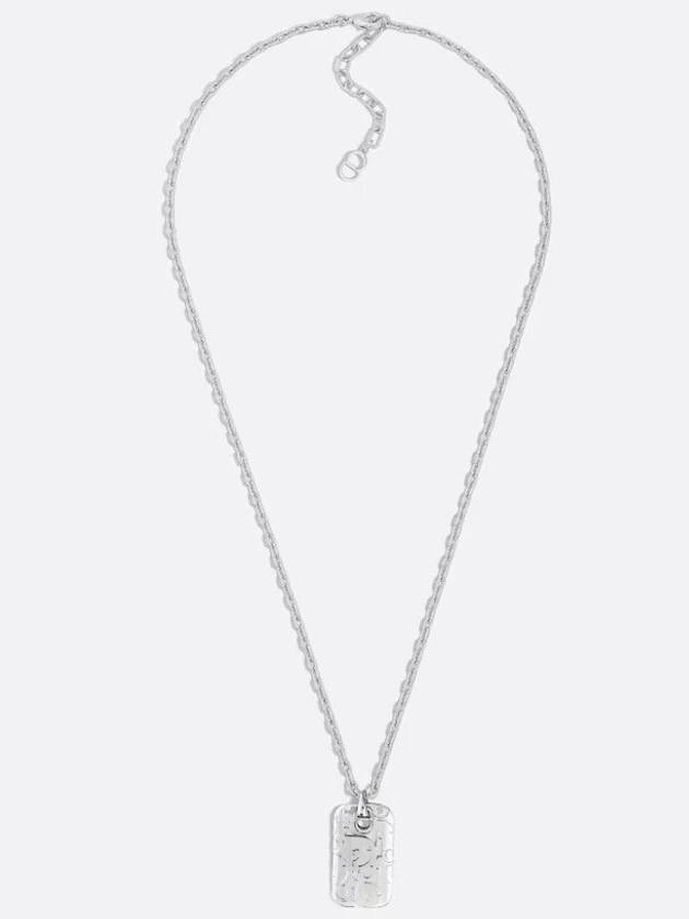 Oblique Plate Pendant Necklace Silver - DIOR - BALAAN 5