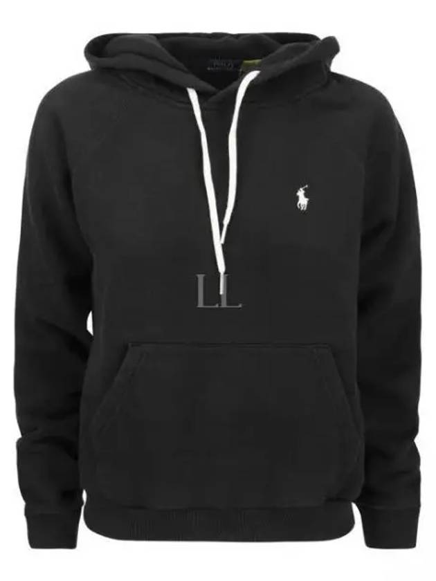 Embroidered Logo Cotton Blend Jersey Hoodie Black - POLO RALPH LAUREN - BALAAN 2