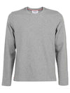 Men's Three Stripes Tab Cotton Long Sleeve T-Shirt Grey - THOM BROWNE - BALAAN 1