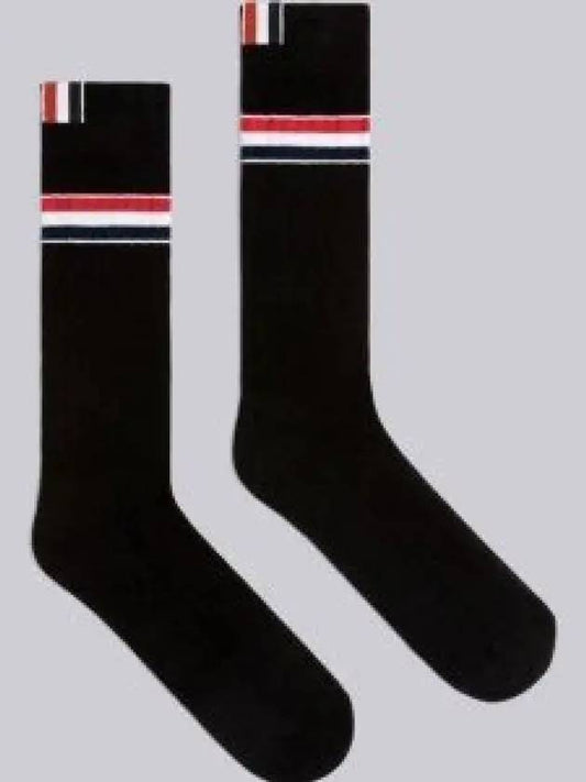 Athletic Striped Ribbed Cotton Socks Black - THOM BROWNE - BALAAN 2