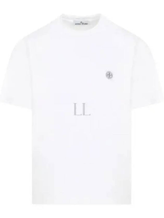 Compass Patch Regular Fit Cotton Short Sleeve T-Shirt White - STONE ISLAND - BALAAN 2