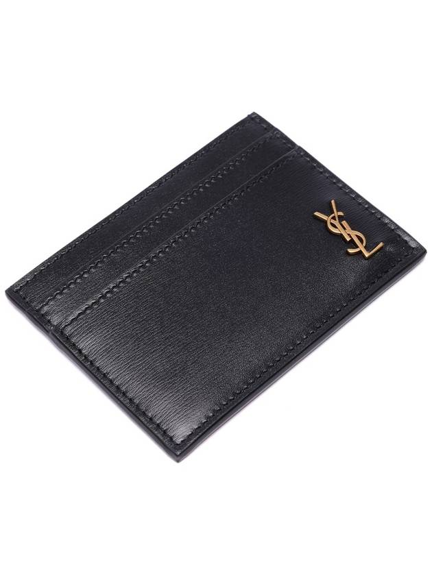 Tiny Monogram Shiny Leather Card Case Black - SAINT LAURENT - BALAAN 6