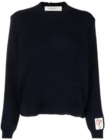 Crew Neck Distressed Knit Top Black - GOLDEN GOOSE - BALAAN 1