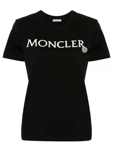 Women s Logo Patch Short Sleeve T Shirt Black 237791 - MONCLER - BALAAN 1