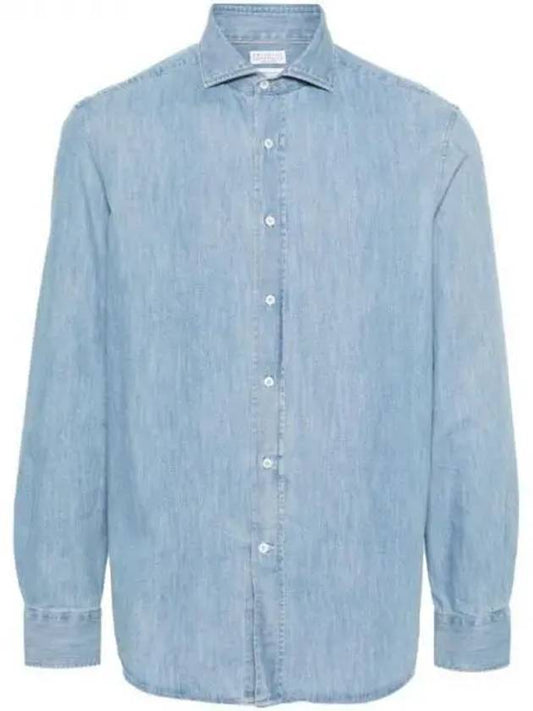 Denim Long Sleeve Shirt Blue - BRUNELLO CUCINELLI - BALAAN 2