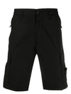 Men's Waffen Logo Cargo Bermuda Shorts Black - STONE ISLAND - BALAAN 1