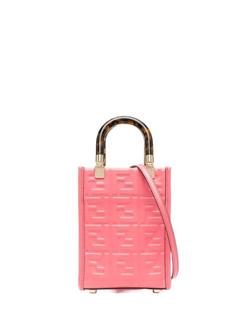 Sunshine FF Motif Small Leather Tote Bag Pink - FENDI - BALAAN 1