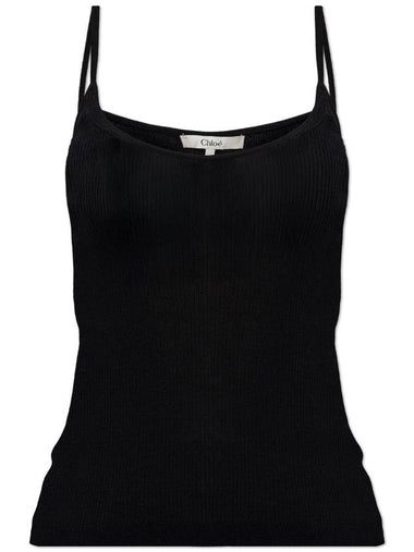 Chloé Ribbed Top, Women's, Black - CHLOE - BALAAN 1