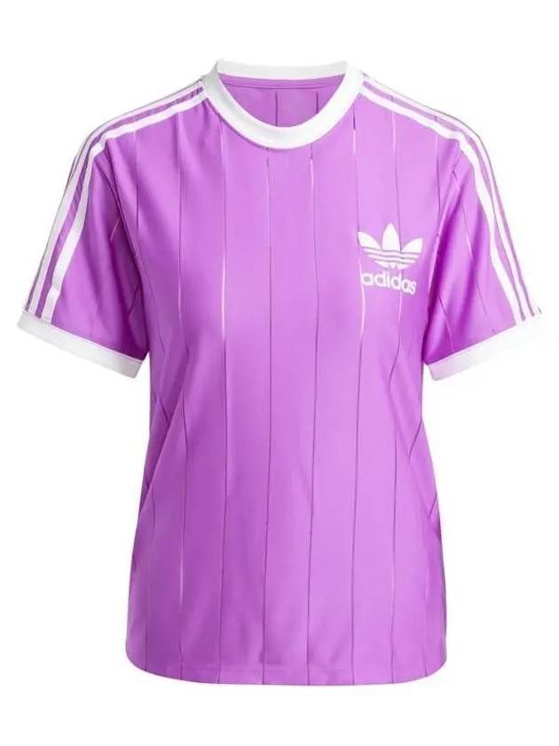 3 Pinstripe Loose Fit Short Sleeved T-Shirt Purple - ADIDAS - BALAAN 1