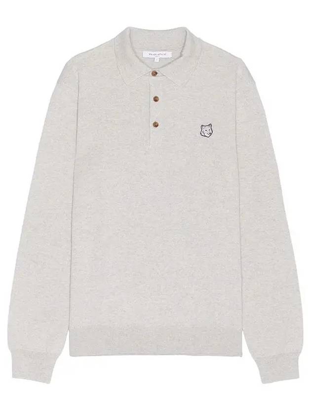 Maison Kitsune Bold Foxhead Polo Knit Gray MM00211KT1036 H120 - MONCLER - BALAAN 1