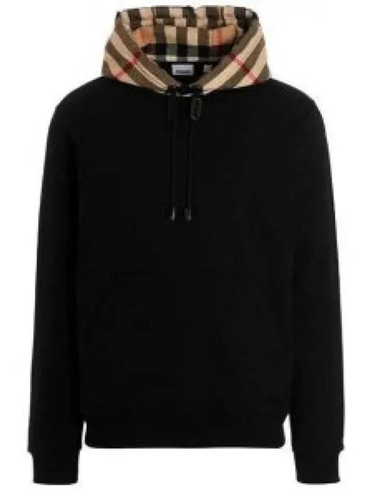 Check Hood Cotton Hoodie Black - BURBERRY - BALAAN 2