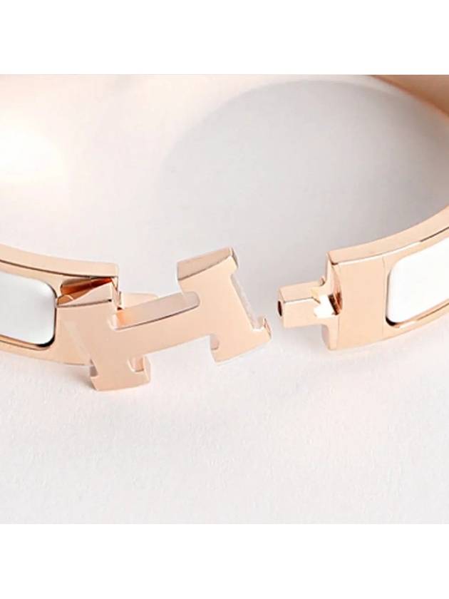 Clic H Bracelet Rose Gold Blanc - HERMES - BALAAN 5