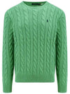 Men's Logo Cable Knit Top Green - POLO RALPH LAUREN - BALAAN 3