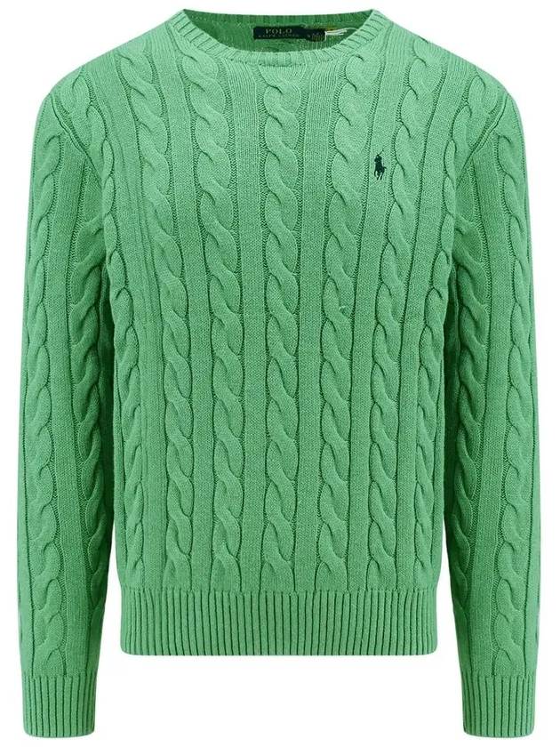 Men's Logo Cable Knit Top Green - POLO RALPH LAUREN - BALAAN 3