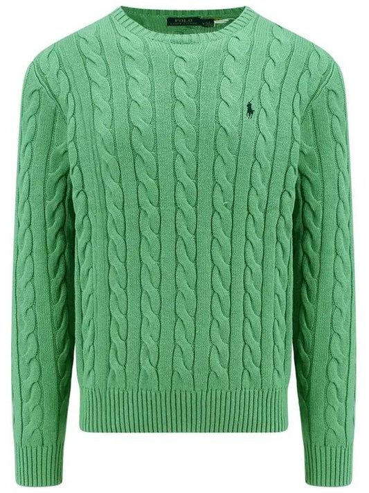 Men's Logo Cable Knit Top Green - POLO RALPH LAUREN - BALAAN 2