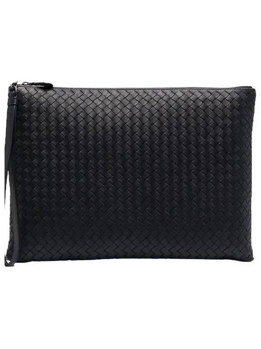 Intrecciato Strap Clutch Bag Black - BOTTEGA VENETA - BALAAN 2