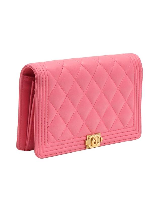 Pink Lambskin Boy Long Flap Wallet 22nd - CHANEL - BALAAN 3