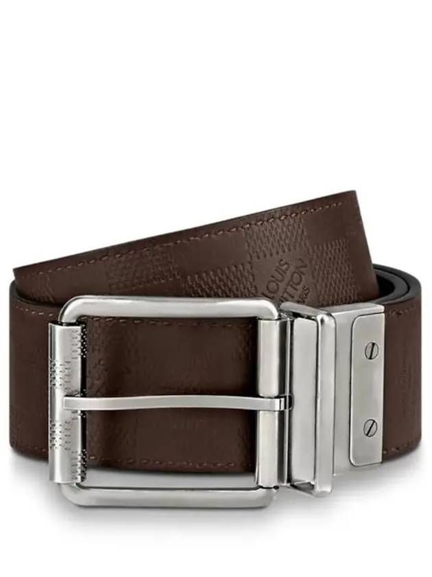 Men's Damier Print Reversible 40MM Leather Belt Black Brown - LOUIS VUITTON - BALAAN 3