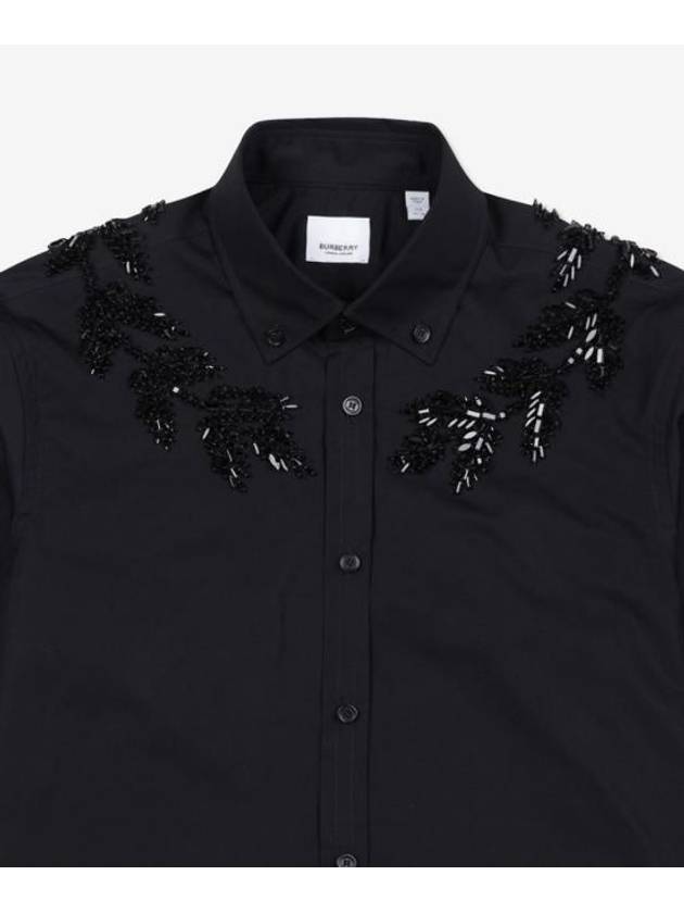 Crystal Oak Leaf Long Sleeve Shirt Black - BURBERRY - BALAAN 4