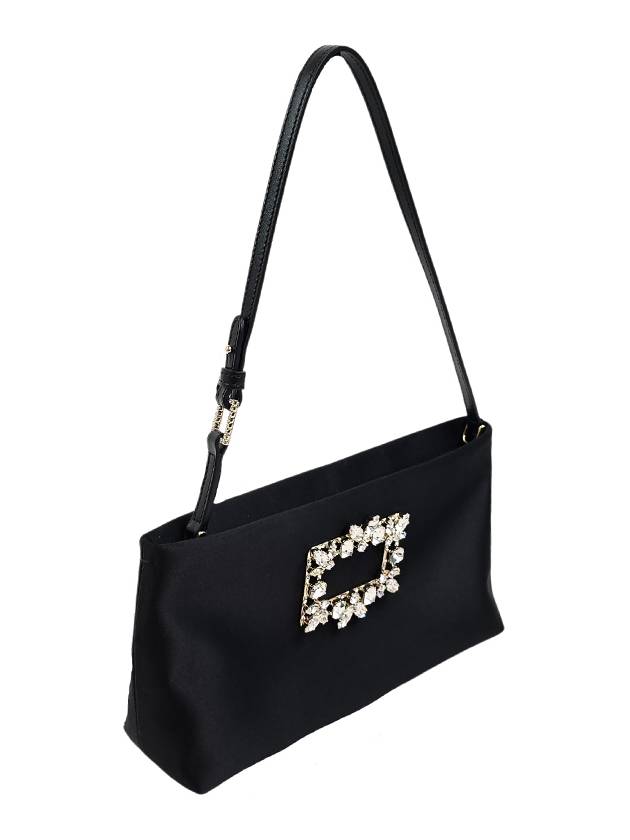 Night Lily Broche Vivier Buckle Satin Mini Shoulder Bag Black - ROGER VIVIER - BALAAN 4