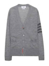 4-Bar Stripe Sustainable Merino Wool Cardigan Grey - THOM BROWNE - BALAAN 2