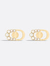 Petit CD Mini Stud Earrings Gold Finish Metal White - DIOR - BALAAN 1