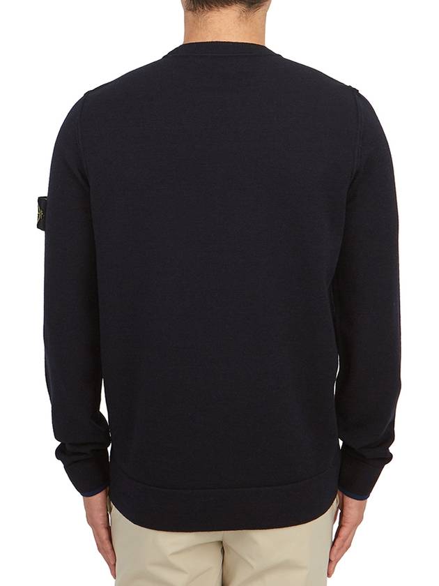 Logo Patch Crew Neck Knit Top Navy - STONE ISLAND - BALAAN 5