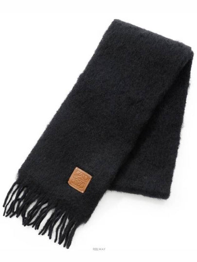 Anagram Fringe Mohair Scarf Black - LOEWE - BALAAN 2