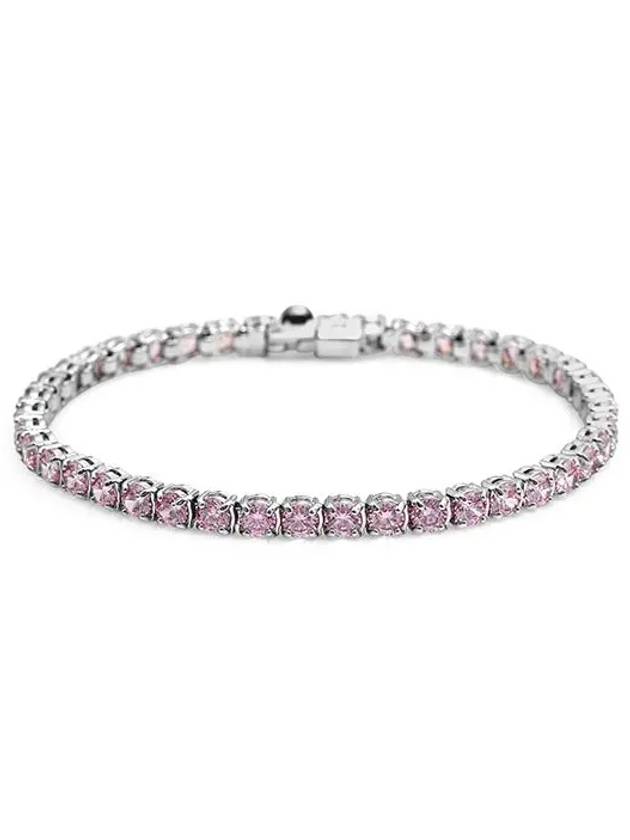 Matrix Round Zirconia Tennis Bracelet Silver Pink - SWAROVSKI - BALAAN 3