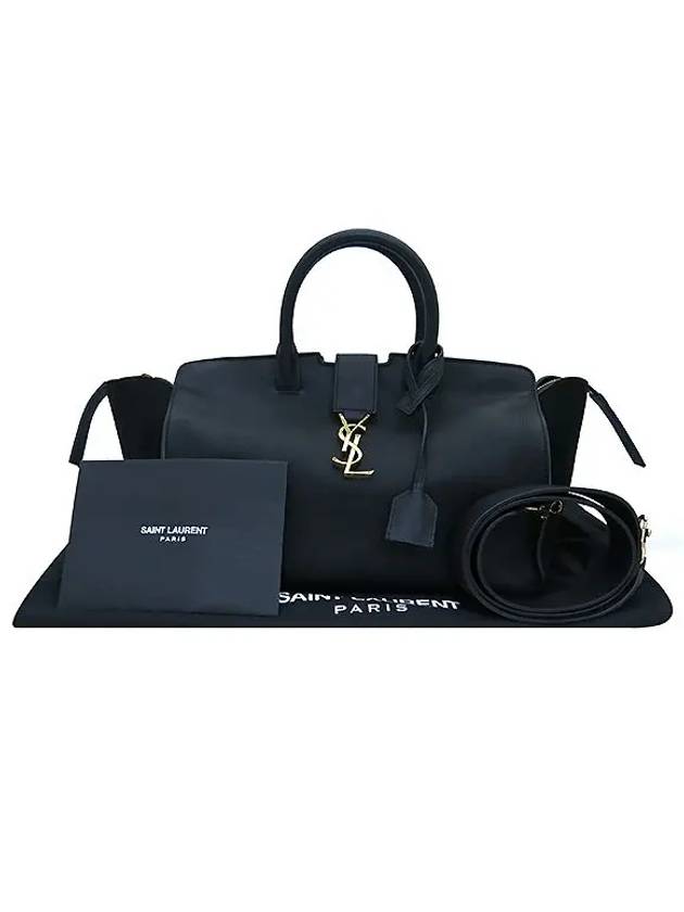 YSL Yip 436832 Gold logo decoration black leather monogram cabas small tote bag shoulder strap 2WAY - SAINT LAURENT - BALAAN 1