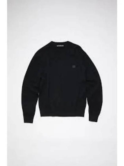 Face Logo V-Neck Knit Top Black - ACNE STUDIOS - BALAAN 2