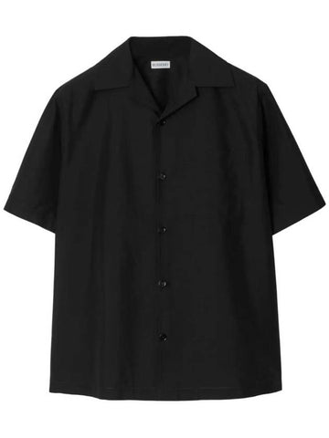 Cotton Silk Short Sleeve Shirt Black - BURBERRY - BALAAN 1