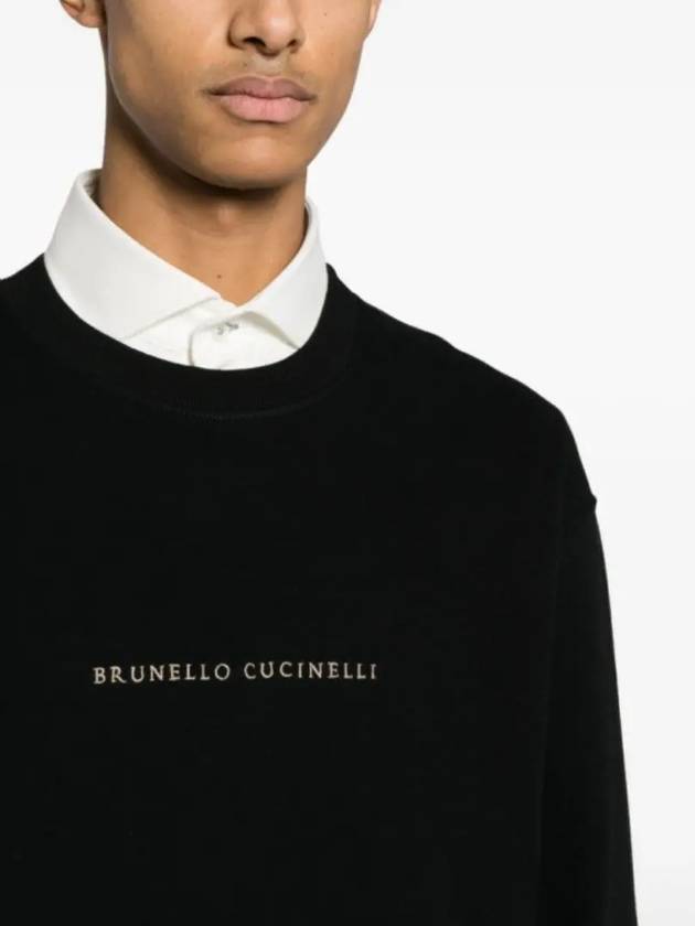 Embroidered Logo Sweatshirt Black - BRUNELLO CUCINELLI - BALAAN 3