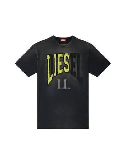 T Wash N Oversized Lies Logo Short Sleeve T-Shirt Black - DIESEL - BALAAN 2