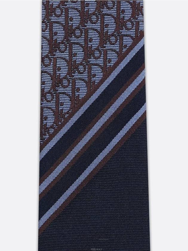 Dior Oblique Striped Tie Navy Blue - DIOR - BALAAN 4