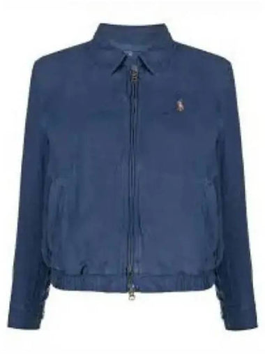 Embroidered Pony Logo Linen Windbreaker Navy - POLO RALPH LAUREN - BALAAN 1