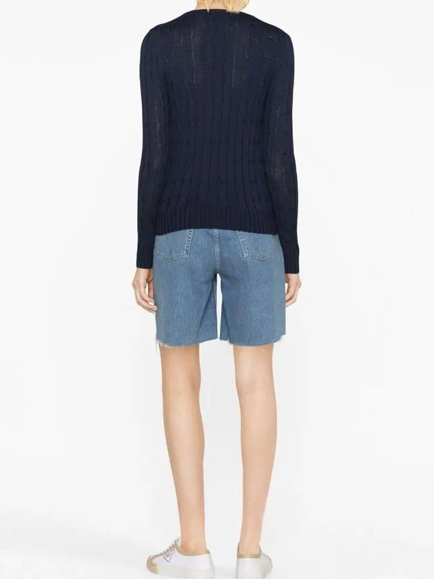 Embroidered Logo Pony Cable Knit Top Navy - POLO RALPH LAUREN - BALAAN 5