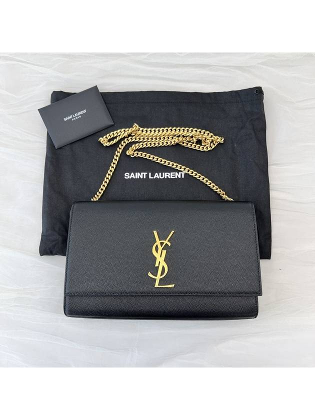 Monogram Kate Chain Gold Hardware Medium Cross Bag Black - SAINT LAURENT - BALAAN 3