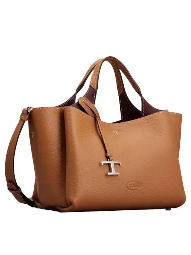 T Timeless Leather Mini Tote Bag Brown - TOD'S - BALAAN 3