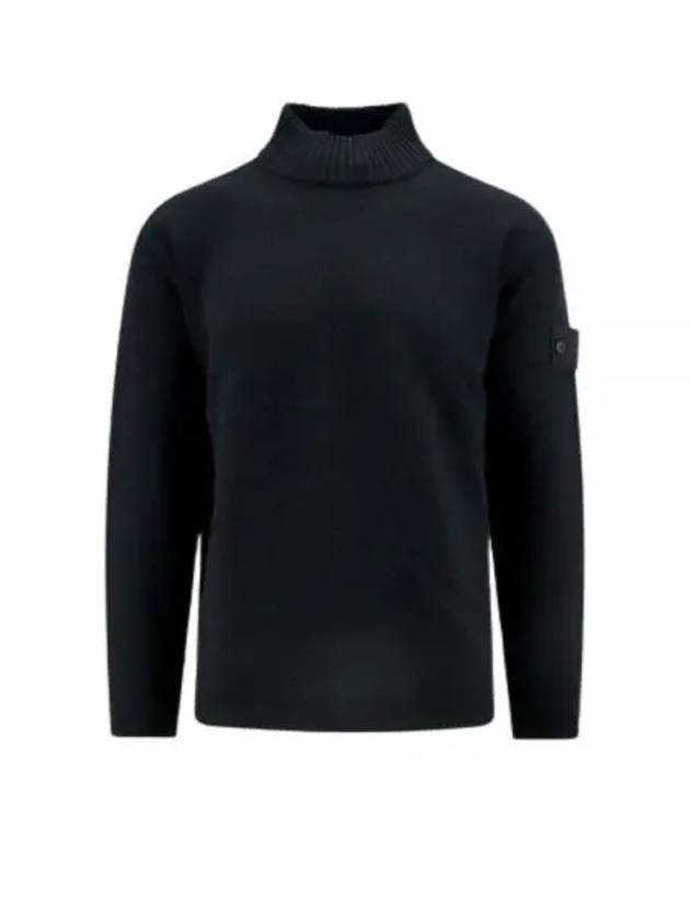 Ghost Piece Mock Neck Virgin Wool Knit Top Black - STONE ISLAND - BALAAN 2