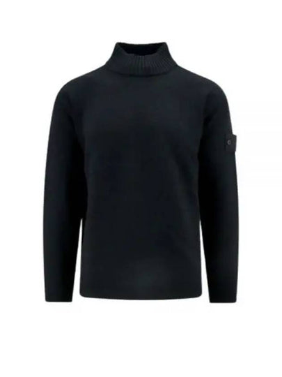 Ghost Piece Mock Neck Virgin Wool Knit Top Black - STONE ISLAND - BALAAN 2