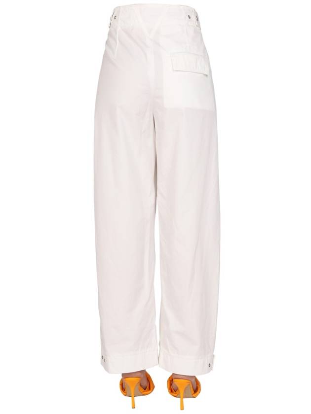 Women's Compact Cotton Wide Pants White - BOTTEGA VENETA - BALAAN 5