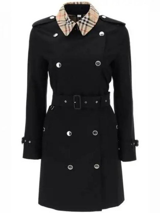 Check Collar Trench Coat Black - BURBERRY - BALAAN 2