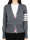 Cotton 4-Bar Milano Classic V-Neck Cardigan Medium Grey - THOM BROWNE - BALAAN 3