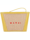 Tropicalia Raffia Leather Logo Pouch Bag Yellow - MARNI - BALAAN 3