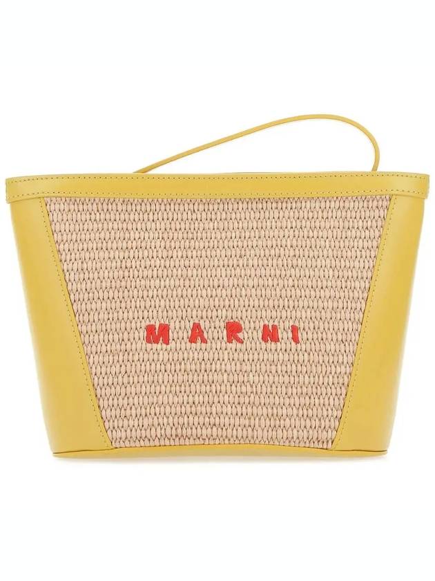 Tropicalia Raffia Leather Logo Pouch Bag Yellow - MARNI - BALAAN 3