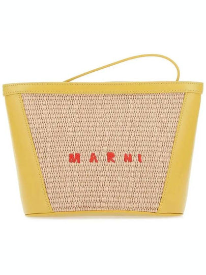 Tropicalia Raffia Leather Logo Pouch Bag Yellow - MARNI - BALAAN 2