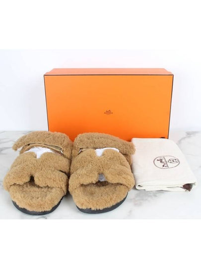 Chypre shearling fleece velcro sandals 43 280 - HERMES - BALAAN 2