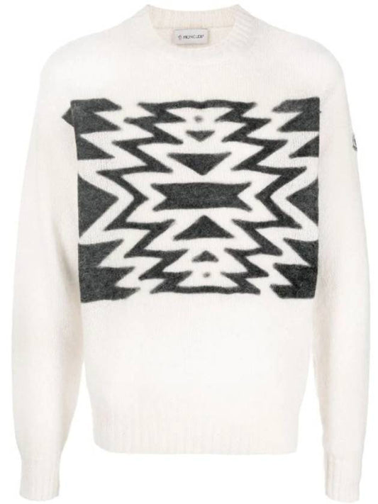 Pattern Intarsia Knit Top White - MONCLER - BALAAN 1