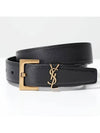 Monogram Buckle Leather Belt Black - SAINT LAURENT - BALAAN 2